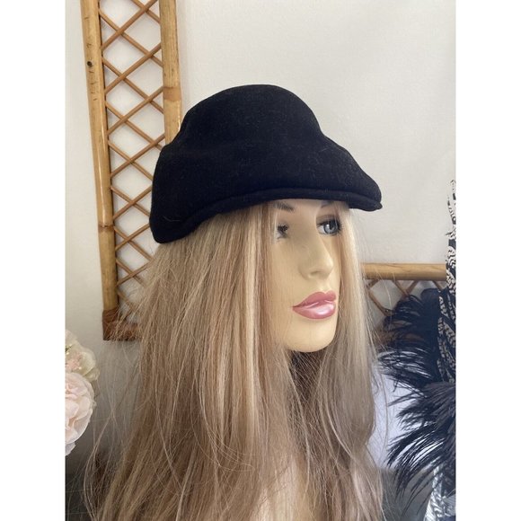 Country Gentleman Black‎ 100% Wool Newsboy Cap Hat Fitted Medium Size Vintage - Picture 7 of 16